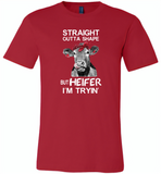 Straight outta shape but heifer i'm trying cow - Canvas Unisex USA Shirt
