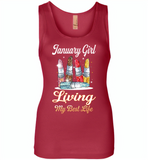 January girl living my best life lipstick birthday - Womens Jersey Tank