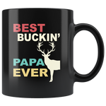 Vintage best buckin' papa ever deer, dad, daddy, father's day gift black coffee mug