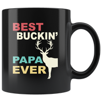 Vintage best buckin' papa ever deer, dad, daddy, father's day gift black coffee mug