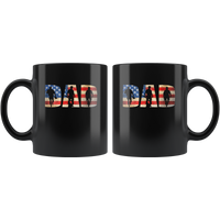 Veteran dad america flag father's gift black coffee mug