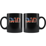 Veteran dad america flag father's gift black coffee mug