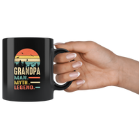 Grandpa man myth legend vintage retro father's day gift black coffee mug