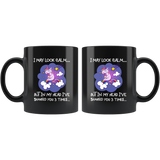 I may look calm but in my head i've shanked you 3 times unicorn black gift coffee mug