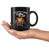 I just want to drink coffee and pet my bulldog black gift coffee mug