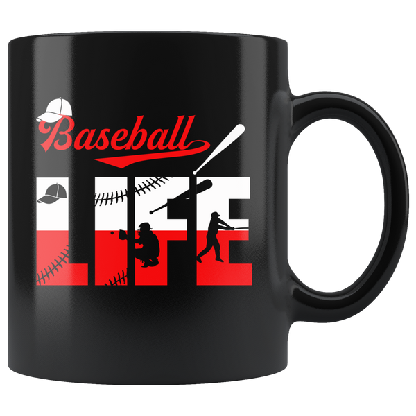 Baseball life love softball black coffee mug