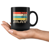 Kings are born in May vintage, birthday black gift coffee mug