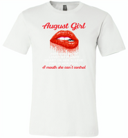 August Girl, Hated By Many Loved By Plenty Heart On Her Sleeve Fire In Her Soul A Mouth She Can't Control - Canvas Unisex USA Shirt