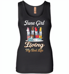 June girl living my best life lipstick birthday - Womens Jersey Tank