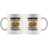 Camping grandpa young at heart slightly older in other places white coffee mug