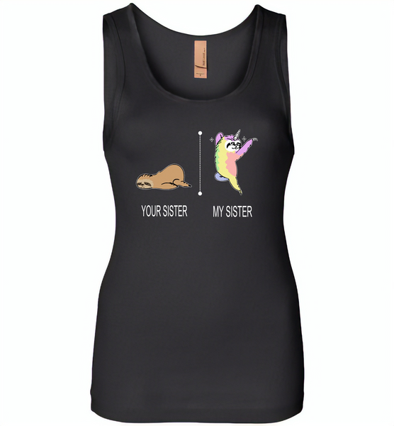Your sister sloth my sister unicorn - Womens Jersey Tank