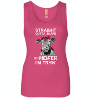 Straight outta shape but heifer i'm trying cow - Womens Jersey Tank