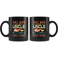 Vintage real man to be a uncle shark, gift black coffee mugs for uncle