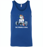 Unicorn Weightlifting Fitness Gym Deadlift Rainbow, The Struggle Is Real - Canvas Unisex Tank