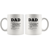Dad Definition Known As The One With Wallet Good Power Tools Superhero ATM Protector, Father's Day Gift White Coffee Mug