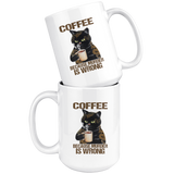 Coffee Because Murder Is Wrong Funny Black Cat White Coffee Mug