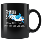 Grandma shark doo doo doo, mother's day black gift coffee mugs