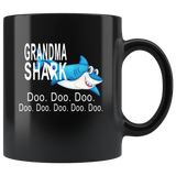 Grandma shark doo doo doo, mother's day black gift coffee mugs