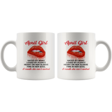 April Girl, Hated By Many Loved By Plenty Heart On Her Sleeve Fire In Her Soul A Mouth She Can't Control White Coffee Mug