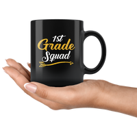 1st grade squad back to school black coffee mug