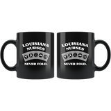 Louisiana Nurses Never Fold Play Cards Black Coffee Mug