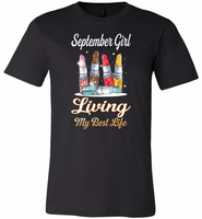 September girl living my best life lipstick birthday - Canvas Unisex USA Shirt