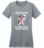 Anesthesiologist Like A Normal Doctor Only More Awesome, Unicorn Dabbing American Flag - Distric Made Ladies Perfect Weigh Tee
