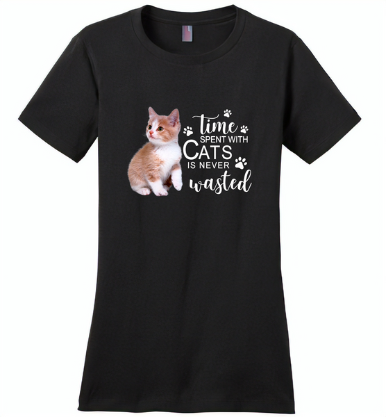 Time spent with cats is never wasted version - Distric Made Ladies Perfect Weigh Tee