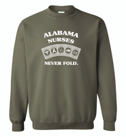 Alabama Nurses Never Fold Play Cards - Gildan Crewneck Sweatshirt