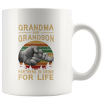 Grandma and grandson partners in crime for life mother's day gift vintage white mug