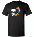 Snoopy LGBT america flag rainbow gay pride - Gildan Short Sleeve T-Shirt