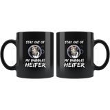 Stay Out Of My Bubble Heifer Cow Black Coffee Mug