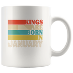 Kings are born in January vintage, birthday white gift coffee mug