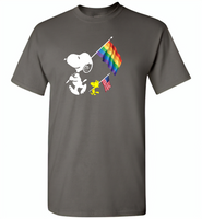 Snoopy LGBT america flag rainbow gay pride - Gildan Short Sleeve T-Shirt