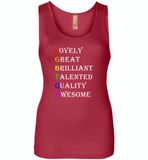 LGBTQA lovely great brilliant talented quality awesome lgbt gay pride - Womens Jersey Tank