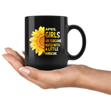 April girls are sunshine mixed with a little Hurricane sunflower black coffee mug, funny gift born in April