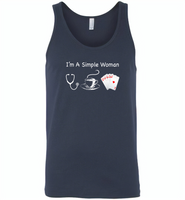 I'm A Simple Woman Who Loves Nurse Coffee and Play Cards - Canvas Unisex Tank