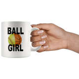 Basketball softball ball girl white coffee mug