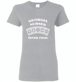Georgia Nurses Never Fold Play Cards - Gildan Ladies Short Sleeve