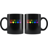 More Love Less Hate LGBT Rainbow Gay Black Coffee Mug