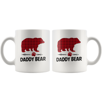 Daddy Bear Red Plaid Dad Fathers Day Gift White Coffee Mug