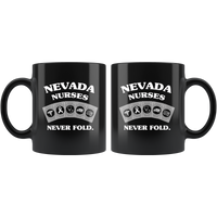 Nevada Nurses Never Fold Play Cards Black Coffee Mug