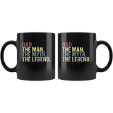 Dad the man the myth the legend vintage, father's day black gift coffee mug