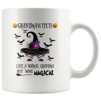 Personalized Grandma Halloween Gift Idea Shirt, Grandma Witch Hat Grandmawitch Gift From Grandkids White Coffee Mug