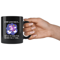 I may look calm but in my head i've shanked you 3 times unicorn black gift coffee mug