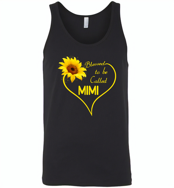  Blessed To Be Called Mimi, Sunflower Love Heart - Canvas Unisex Tank