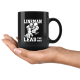 Lineman Lead The Way Black Coffee Mug