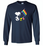 Snoopy LGBT america flag rainbow gay pride - Gildan Long Sleeve T-Shirt