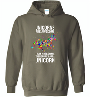 Unicorns are awesome i am awesome therefore i am a unicorn colorful - Gildan Heavy Blend Hoodie