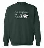 Nurse I am a simple woman like coffee and play card - Gildan Crewneck Sweatshirt